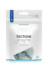 Nutriversum Lactase Enzyme 60 Tablets packaging, sugar-free dietary supplement, eco-friendly packaging.
